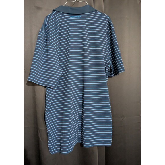 Under Armour Heatgear Short Sleeve Polo Shirt Men's XL Gray Blue Maroon Stripes - Picture 2 of 7